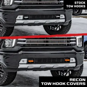 Recon Truck Accessories - 264004CHLDOR | Recon Orange Tow Hook Covers 2-Piece Set of Silicone Covers (2020-2025 Silverado 1500) - Image 9