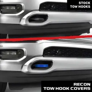 Recon Truck Accessories - 264004DGHDBL | Recon Blue Tow Hook Covers 2-Piece Set of Silicone Covers (2021-2024 Ram 2500, 3500) - Image 10