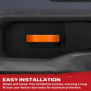 Recon Truck Accessories - 264004DGHDOR | Recon Orange Tow Hook Covers 2-Piece Set of Silicone Covers (2021-2024 Ram 2500, 3500) - Image 6