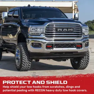 Recon Truck Accessories - 264004DGHDRD | Recon Red Tow Hook Covers 2-Piece Set of Silicone Covers (2021-2024 Ram 2500, 3500) - Image 10