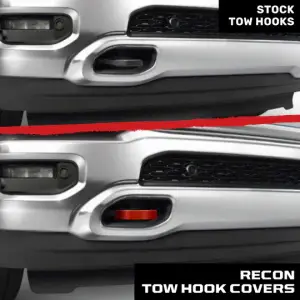 Recon Truck Accessories - 264004DGHDRD | Recon Red Tow Hook Covers 2-Piece Set of Silicone Covers (2021-2024 Ram 2500, 3500) - Image 7