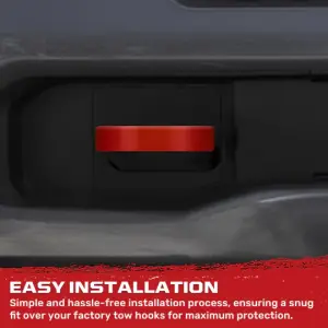 Recon Truck Accessories - 264004DGHDRD | Recon Red Tow Hook Covers 2-Piece Set of Silicone Covers (2021-2024 Ram 2500, 3500) - Image 6
