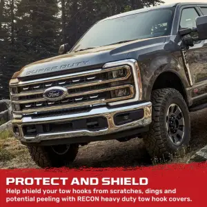 Recon Truck Accessories - 264004FSDBK | Recon Black Tow Hook Covers 2-Piece Set of Silicone Covers (2017-2023 F250, F350 Super Duty) - Image 9