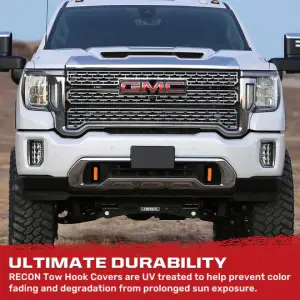 Recon Truck Accessories - 264004GMHDOR | Recon Orange Tow Hook Covers 2-Piece Set of Silicone Covers (2020-2025 Sierra 2500HD, 3500 HD) - Image 8