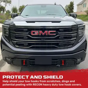 Recon Truck Accessories - 264004GMLDRD | Recon Red Tow Hook Covers 2-Piece Set of Silicone Covers (2020-2025 Sierra 1500) - Image 9