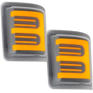 264140CLS | RECON Side Mirror Lenses (2-Piece Set) Ultra High Power Amber Running Lights & Scanning Amber Turn Signals Clear Lens (2008-2016 F250, F350 Super Duty)