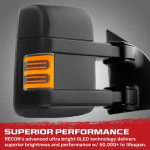 Recon Truck Accessories - 264140CLS | RECON Side Mirror Lenses (2-Piece Set) Ultra High Power Amber Running Lights & Scanning Amber Turn Signals Clear Lens (2008-2016 F250, F350 Super Duty) - Image 3