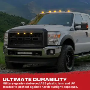 Recon Truck Accessories - 264143AMHPAM | Recon 5-Piece Amber Cab Roof Light Kit 2-Way Front & Rear Facing Ultra High-Power Amber LEDs Amber Lens (1999-2016 F250, F350 Super Duty For Models That DID NOT Come With Factory Cab Lights) - Image 9