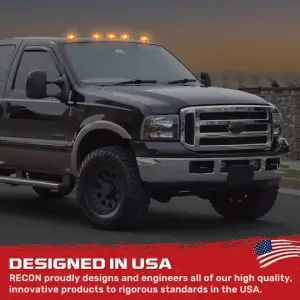 Recon Truck Accessories - 264143AMHPAM | Recon 5-Piece Amber Cab Roof Light Kit 2-Way Front & Rear Facing Ultra High-Power Amber LEDs Amber Lens (1999-2016 F250, F350 Super Duty For Models That DID NOT Come With Factory Cab Lights) - Image 11
