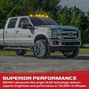 Recon Truck Accessories - 264143AMHPAM | Recon 5-Piece Amber Cab Roof Light Kit 2-Way Front & Rear Facing Ultra High-Power Amber LEDs Amber Lens (1999-2016 F250, F350 Super Duty For Models That DID NOT Come With Factory Cab Lights) - Image 12