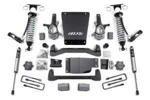 BDS184FDSC | BDS Suspension 4 Inch Lift Kit For Chevrolet Silverado Or GMC Sierra 1500 4WD | Fox 2.0 IFP Shock Performance Series Shocks, Rear 5 Inch Block Kit, Fox 2.5 Coil-Over Shocks With DSC Adjuster