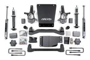 BDS184H | BDS Suspension 4 Inch Lift Kit For Chevrolet Silverado Or GMC Sierra 1500 4WD | Rear 5 Inch Block Kit, NX2 Nitro Series Shocks