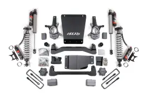 BDS184PES | BDS Suspension 4 Inch Lift Kit For Chevrolet Silverado Or GMC Sierra 1500 4WD | Fox 2.5 Performance Elite Coil-Over Shocks With DSC Reservoir Adjuster, Rear Block Kit, Fox 2.5 Performance Elite Shocks With DSC Reservoir Adjuster