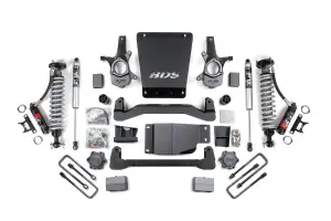 BDS184PSS | BDS Suspension 4 Inch Lift Kit For Chevrolet Silverado Or GMC Sierra 1500 4WD | Fox 2.5 Performance Elite Coil-Over Shocks With DSC Reservoir Adjuster, Rear Block Kit, Fox 2.0 Performance Series Shocks