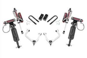 28250_A | Rough Country 3.5 Inch Lift Kit For Chevrolet Silverado 1500 2WD/4WD | Aluminum Finish Control Arm, Factory Rear Mono Leaf Spring, Vertex Coilovers With Vertex Shocks