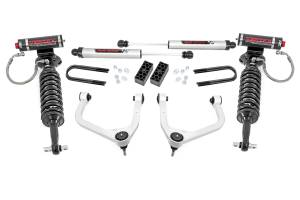 28257_A | Rough Country 3.5 Inch Lift Kit For Chevrolet Silverado 1500 2WD/4WD | Aluminum Finish Control Arm, Factory Rear Mono Leaf Spring, Vertex Coilovers With V2 Rear Shocks