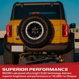 Recon Truck Accessories - 264279LEDBK | Recon Tail Lights High Powered OLED Bar Style Running & LED Brake Lights, Includes OLED Startup Sequence | Smoked, Replaces OEM LED - Image 4