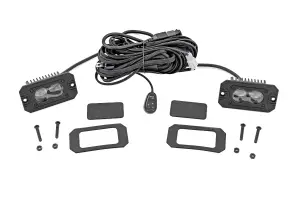 Rough Country - 70908 | Rough Country 3 X 1.75 Inch Slim Auxiliary LED Light | Pair, Black Series, Flush Mount, White SAE Fog Light - Image 1