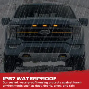 Recon Truck Accessories - 264439BK | Recon Universal 3-Pc Front Grille High Power Switchable Amber or White LED Running Lights - Smoked Lens - Image 8