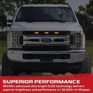 Recon Truck Accessories - 264439BK | Recon Universal 3-Pc Front Grille High Power Switchable Amber or White LED Running Lights - Smoked Lens - Image 9