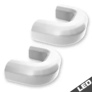 264004CHHDLEDWH  | Recon Tow Hook Covers 2-Piece Set of White Silicone Covers w LED Running Lights (2020-2025 Silverado 2500 HD, 3500 HD)