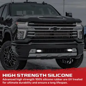 Recon Truck Accessories - 264004CHHDLEDWH  | Recon Tow Hook Covers 2-Piece Set of White Silicone Covers w LED Running Lights (2020-2025 Silverado 2500 HD, 3500 HD) - Image 7