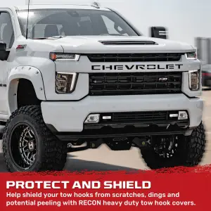 Recon Truck Accessories - 264004CHHDLEDWH  | Recon Tow Hook Covers 2-Piece Set of White Silicone Covers w LED Running Lights (2020-2025 Silverado 2500 HD, 3500 HD) - Image 9