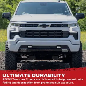 Recon Truck Accessories - 264004CHLDLEDWH  | Recon Tow Hook Covers 2-Piece Set of White Silicone Covers w LED Running Lights (2020-2025 Silverado 1500) - Image 6