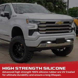 Recon Truck Accessories - 264004CHLDLEDWH  | Recon Tow Hook Covers 2-Piece Set of White Silicone Covers w LED Running Lights (2020-2025 Silverado 1500) - Image 7