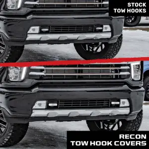 Recon Truck Accessories - 264004CHLDLEDWH  | Recon Tow Hook Covers 2-Piece Set of White Silicone Covers w LED Running Lights (2020-2025 Silverado 1500) - Image 12