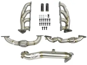48-34137 | AFE Power Twisted Steel Headers, Up-Pipes & Down-Pipe (2015-2016 Silverado, Sierra 2500 HD, 3500 HD V8-6.6L (td) LML)