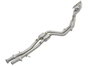 48-36316-YC | AFE Power Twisted Steel Long Tube Header & Mid Pipe 304 Stainless Steel w/ Cat (1996-1999 M3 E36 L6-3.2L S52)