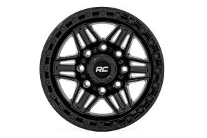 76170913 | Rough Country 76 Series Wheel | Simulated Beadlock / Gloss Black / 17x9 / 5x4.5 / +0mm