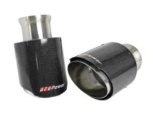 49C32068-C | aFe Power MACH Force-Xp 4-1/2 IN Carbon Fiber/Stainless Steel Direct-Fit Exhaust Tip Set (2015-2023 Charger Hellcat V8-6.2L, 6.4L)