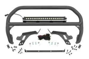 51156 | Rough Country Nudge Bar For Ford Bronco Sport 4WD Badlands | 20 Inch LED Light Bar, Black Series With White DRL