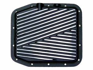 PML Covers - 9324-1-B | PML Cover Ford AOD Stock Capacity Transmission Pan For Ford Mustang / Thunderbird / Crown Victoria / Bronco / F-150 Trucks | Black Powder Coat Finish - Image 1