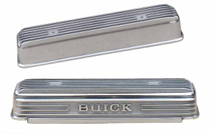 11080-2-P | PML Cover BUICK Nailhead V8, Fins And Vintage Script Vale Covers For Buick 264, 322, 364, 401 & 425 Engines | Polish Finish