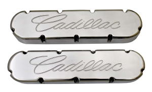 7872-2-P | PML Cover Valve Covers For CADILLAC 368, 425, 472, 500, Machined Script | Polish Finish
