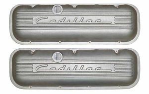 11134-AC | PML Cover Valve Covers For Chevy Big Block, 396, 427, 454, 502, CADILLAC Script, Tall | Natural As-Cast Finish