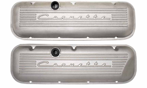 9096-AC | PML Cover Valve Covers For Chevy Big Block, 396, 427, 454, 502, CHEVROLET Script | Natural As-Cast Finish