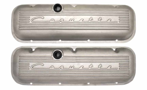 11042-AC | PML Cover Valve Covers For Chevy Big Block, 396, 427, 454, 502, CHEVROLET Script, Tall | Natural As-Cast Finish