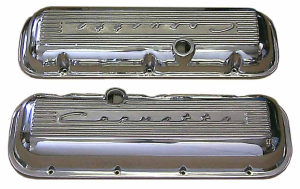 11042-P | PML Cover Valve Covers For Chevy Big Block, 396, 427, 454, 502, CHEVROLET Script, Tall | Polish Finish