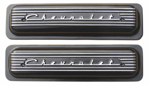 11040-BK | PML Cover Valve Covers Center Bolt, CHEVROLET Script And Fins For Chevy Small Block, GM Generation II LT1 and LT4 Engines | Black Powder Coat Finish