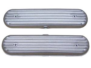 10413-AC | PML Cover Valve Covers Chevy Small Block, LS1 & LS6 Engines, Finned Top | Natural As-Cast Finish