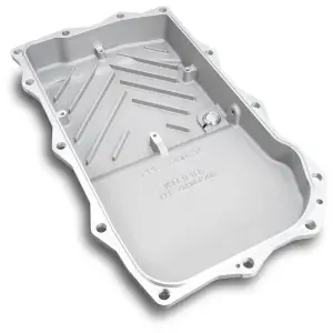 228053410 | PPE Performance Heavy-Duty Cast Aluminum Transmission Pan Brushed Finish (2013-2025 Dodge, Ram, Jeep, BMW, Toyota Supra ZF 8-Speed)