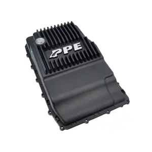 328053120 | PPE Performance Heavy-Duty Cast Aluminum Transmission Pan Black Finish (2017-2020 Mustang, F150, Ranger w/ 10R80 Transmission)