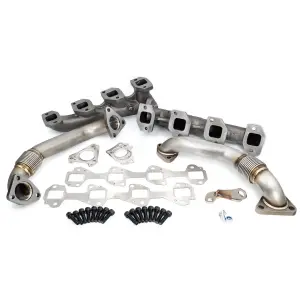 116111000 | PPE Performance High-Flow Exhaust Manifold and Up-Pipe Kit Raw Finish (2001-2004 Silverado, Sierra 2500 HD, 3500 HD 6.6L td FED/2001 CA)