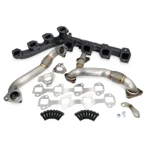 116111220 | PPE Performance High-Flow Exhaust Manifold and Up-Pipe Kit Black Ceramic Coating (2002-2004 Silverado, Sierra 2500 HD, 3500 HD 6.6L td CA LB7)