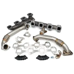 116111400 | PPE Performance High-Flow Exhaust Manifold and Up-Pipe Kit Raw (2004.5-2005 Silverado, Sierra 2500 HD, 3500 HD 6.6L td)