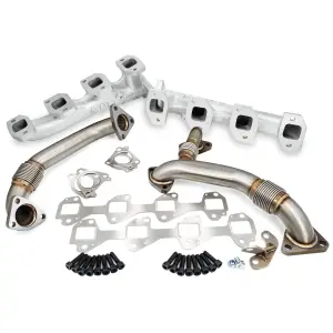 116111435 | PPE Performance High-Flow Exhaust Manifold and Up-Pipe Kit Silver Ceramic Coating (2004.5-2005 Silverado, Sierra 2500 HD, 3500 HD 6.6L td)